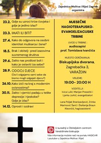 Mjesečne hagioterapijsko – evangelizacijske tribine u Varaždinu